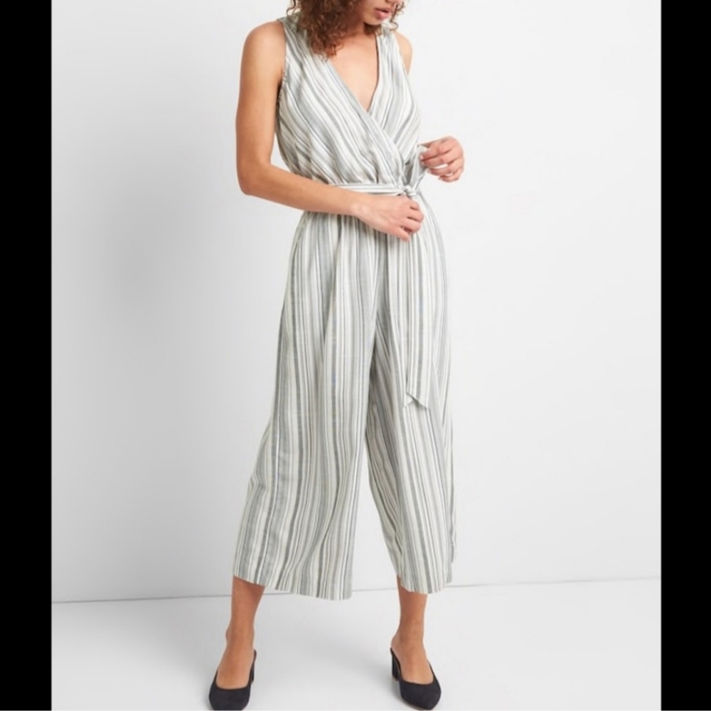 Gap Stripe Belted Jumpsuit New With Tags